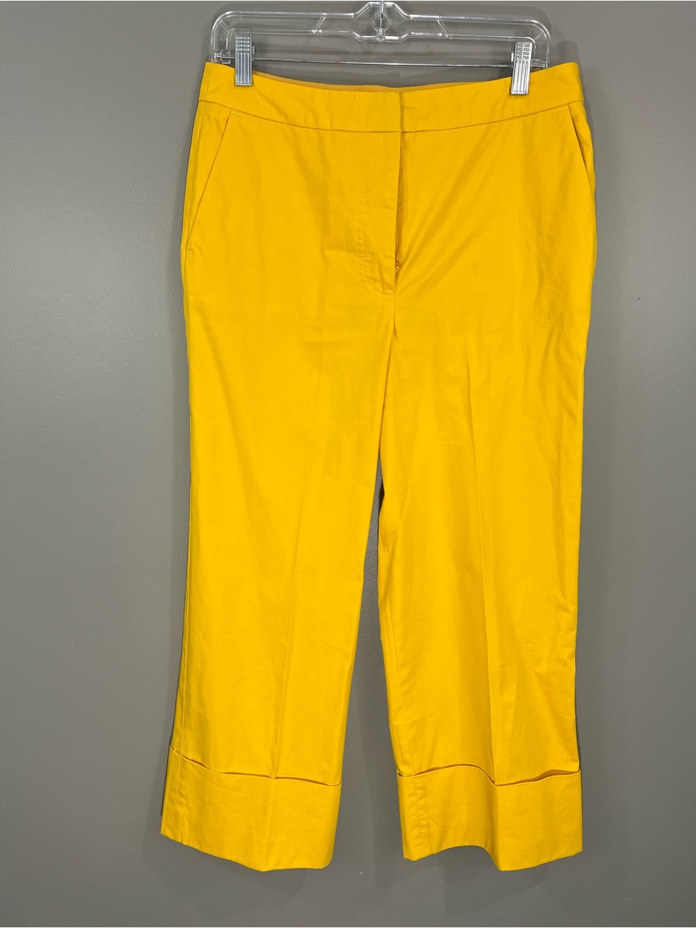 Boden mustard Yellow Wide-Leg Cropped  Cuffed Pants size 8